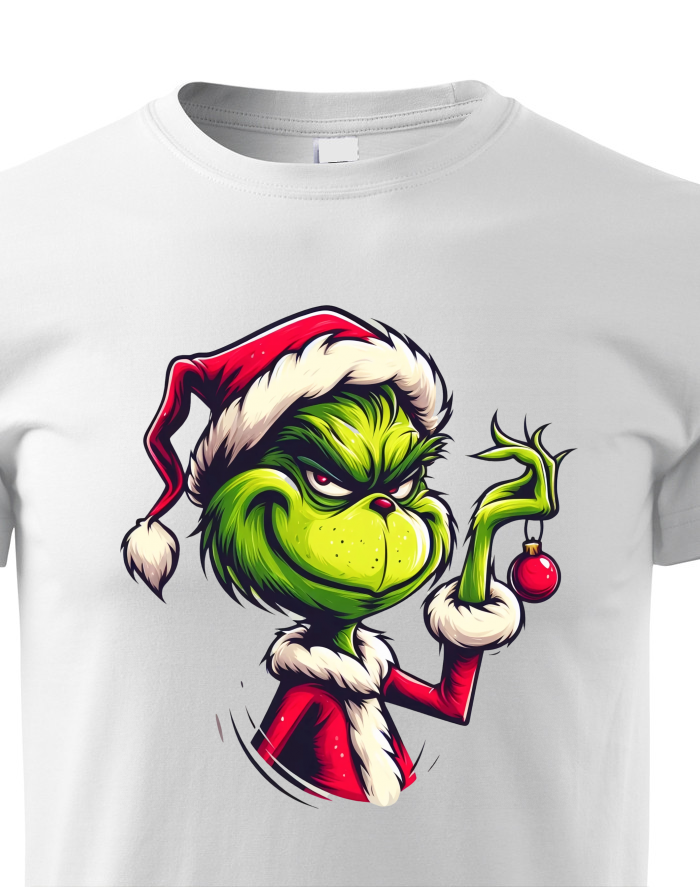 Dětské tričko Grinch se Santa čepicí