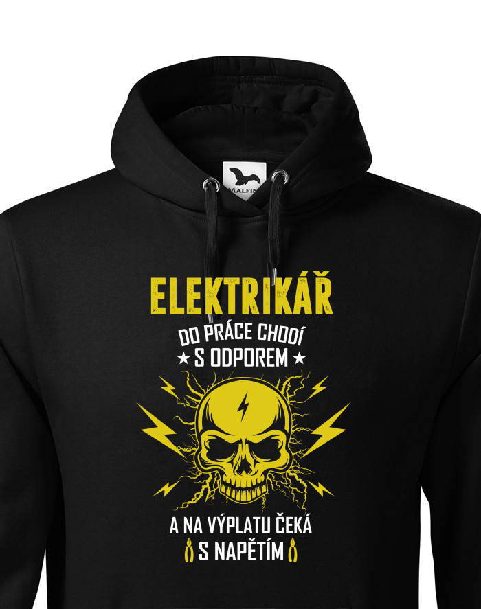 Pánská mikina Elektrikář do práce chodí s odporem