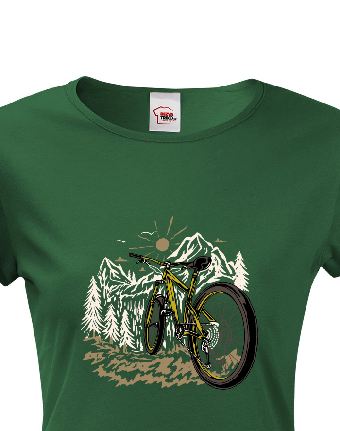 Dámské tričko s potiskem horského kola Mountain bike