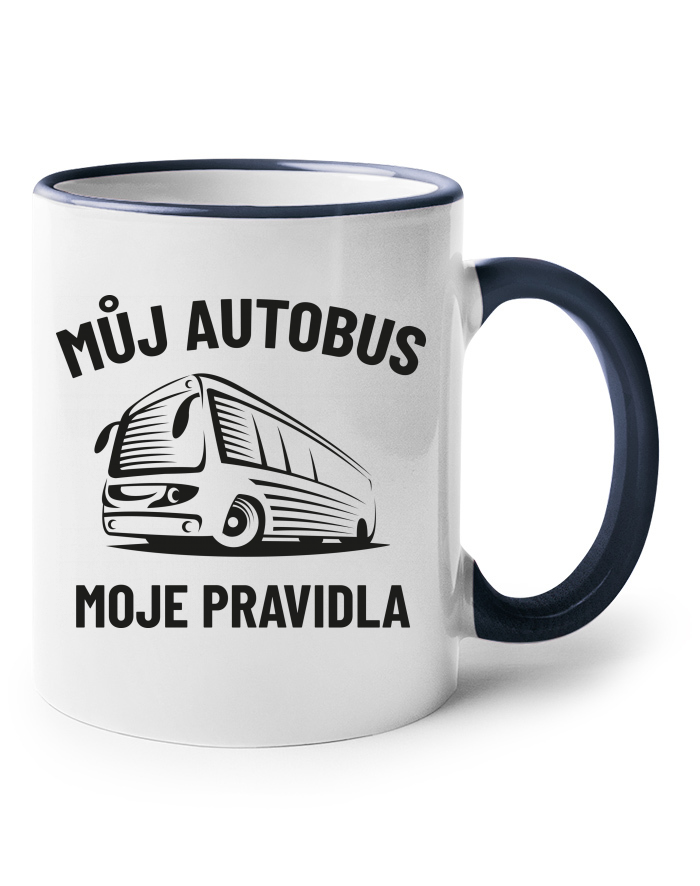 Keramický hrnek s barevným uchem – Můj autobus moje pravidla