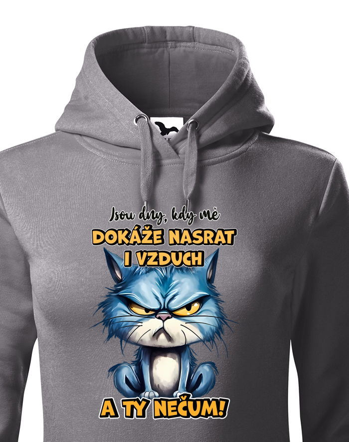 Dámská mikina s kapucí – Naštvaná kočka