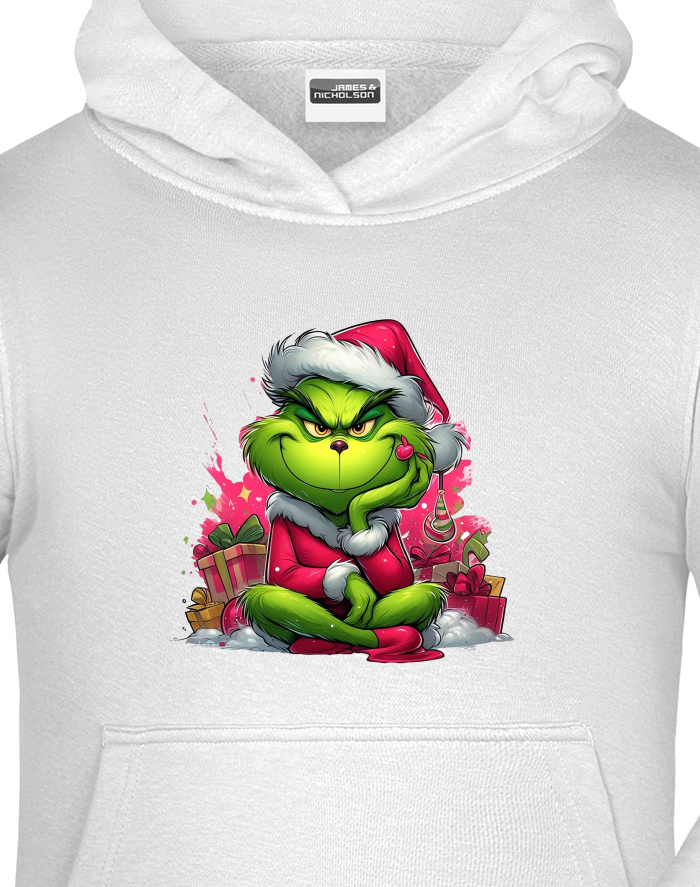 Dětská mikina s kapucí Grinch s dárky