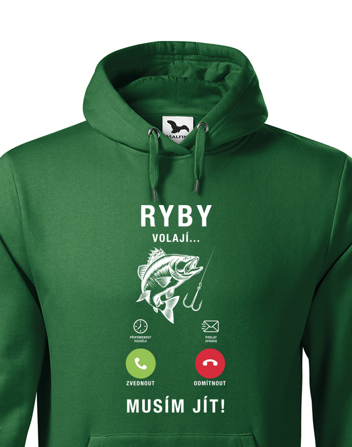 Pánská mikina s kapucí Ryby volají