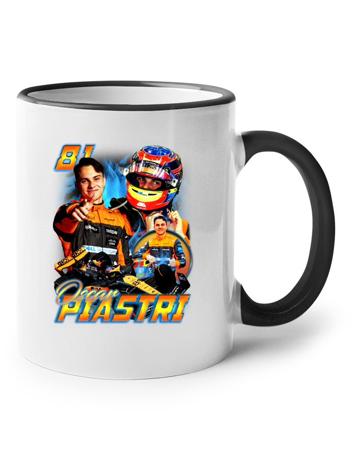 Keramický hrnek s barevným uchem – Oscar Piastri F1