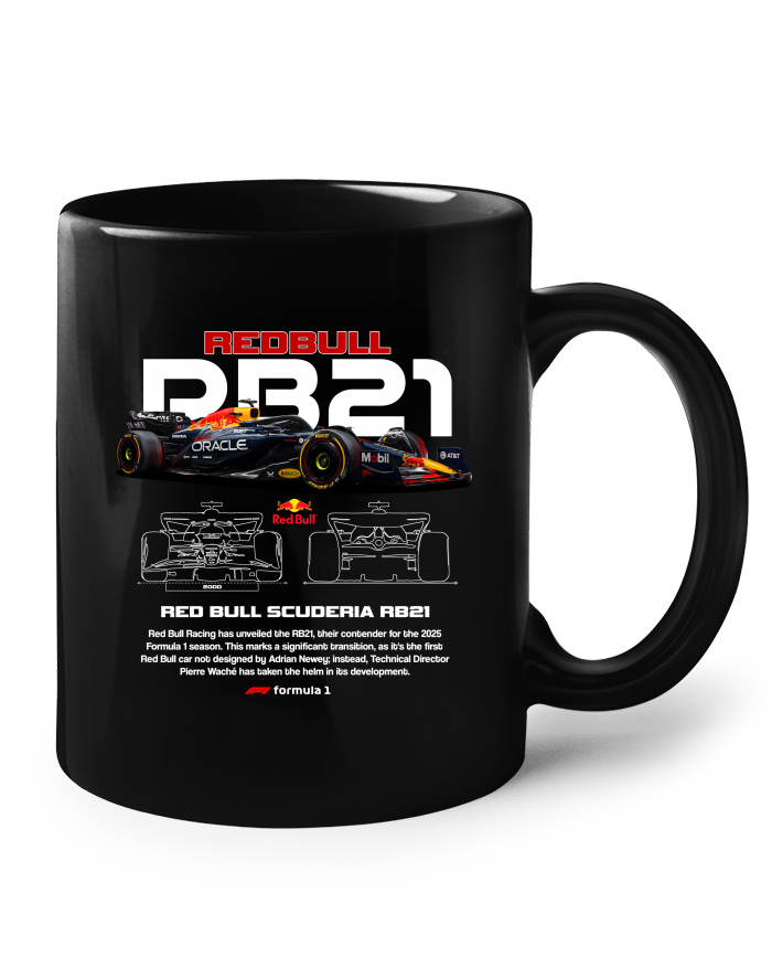 F1 Red Bull RB21 - černý keramický hrnek