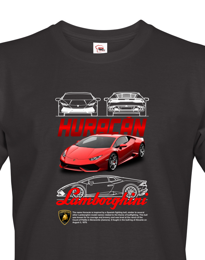 Tričko Lamborghini Huracán - červené auto