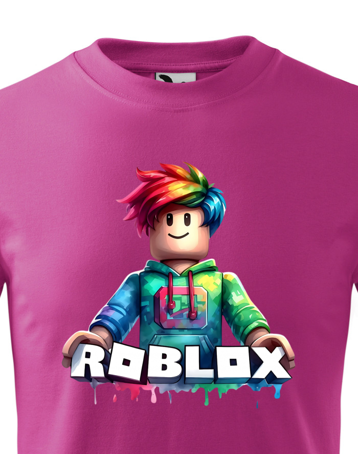 Dětské tričko Roblox 6 – duhový avatar s logem