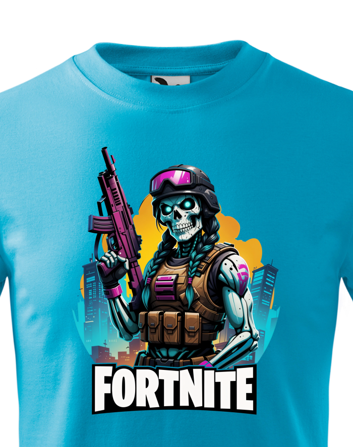 Dětské tričko Fortnite 3 – kostlivec s copánky