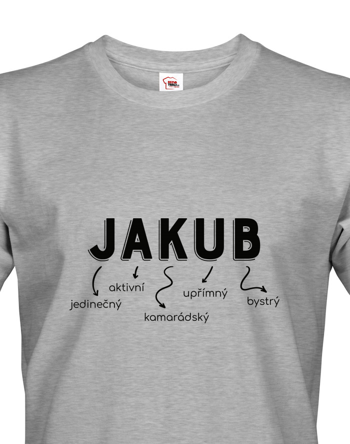 Pánské tričko Jakub – vlastní jméno na tričku