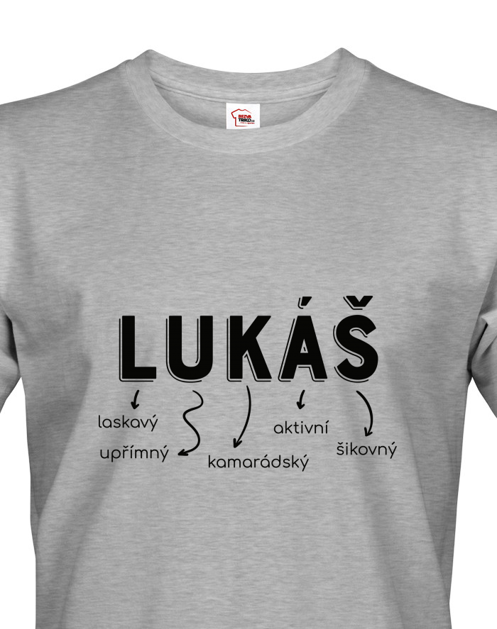 Pánské tričko Lukáš – český, skromný, vtipný, kamarádský