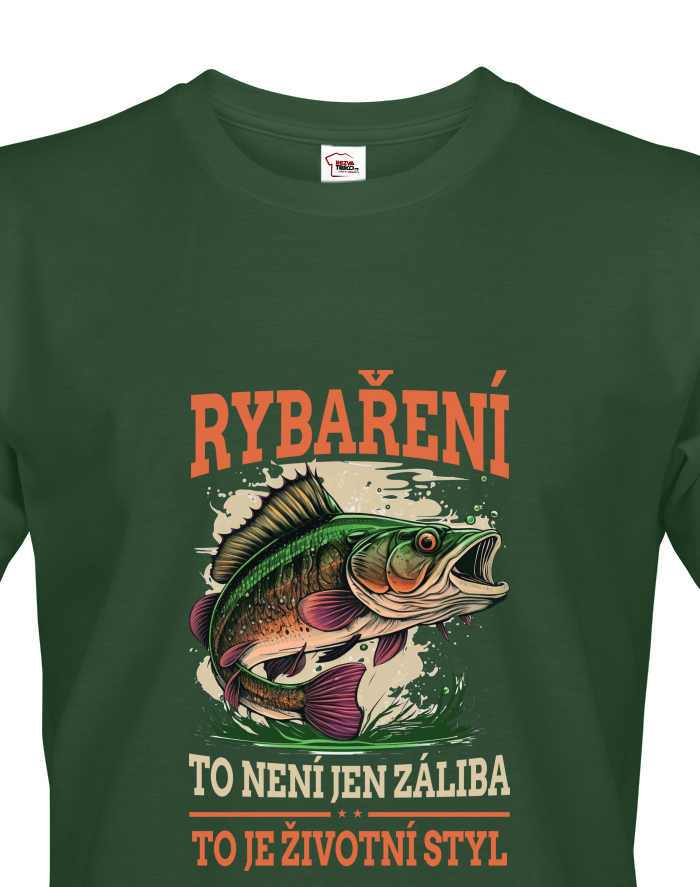 Pánské tričko s krátkým rukávem Rybaření je životní styl