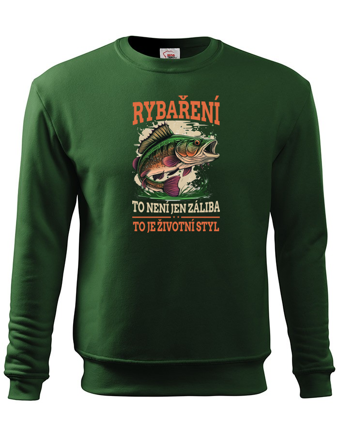 Pánská mikina bez kapuce Rybaření je životní styl