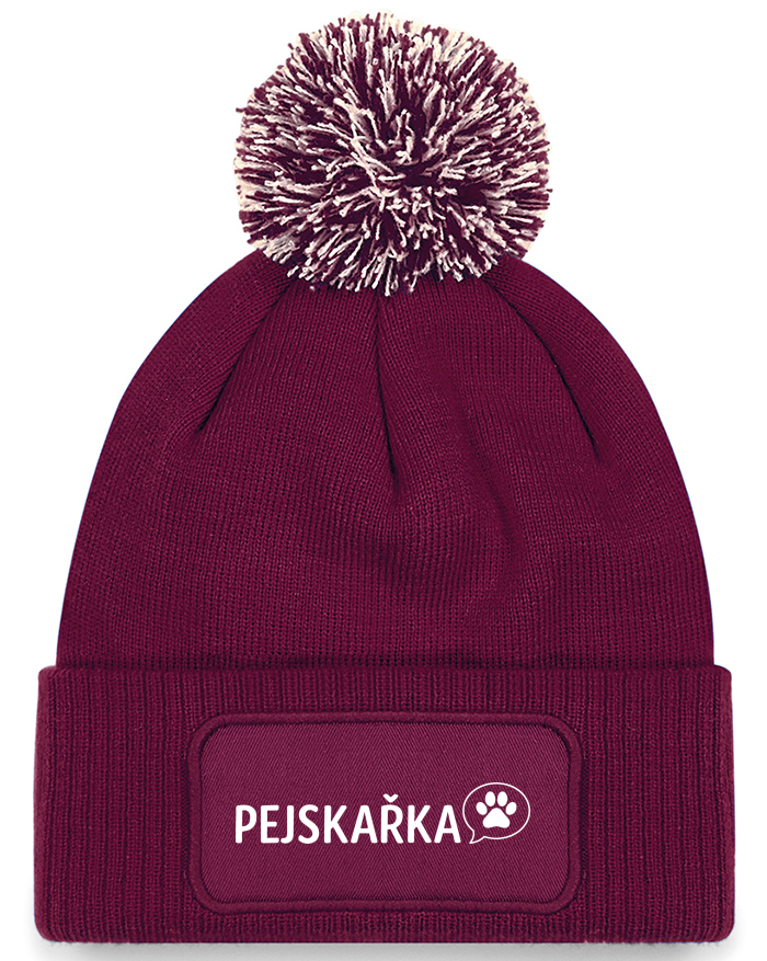 Pletená čepice s bambulí Pejskařka