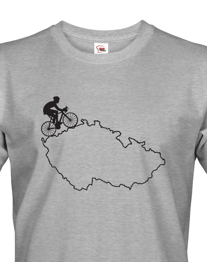 Pánské tričko s krátkým rukávem – Cyklista s mapou ČR