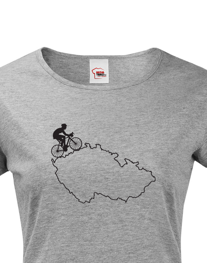 Dámské tričko s krátkým rukávem – Cyklista a mapa ČR