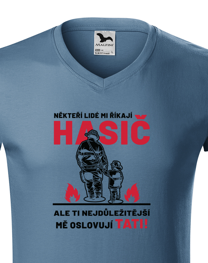 Pánské tričko s výstřihem do V – Hasič táta