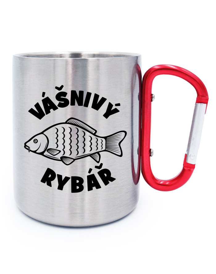 Nerezový hrnek s karabinou Vášnivý rybář
