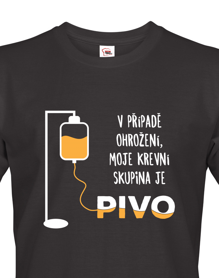 Pánské tričko s krátkým rukávem Krevní skupina je pivo