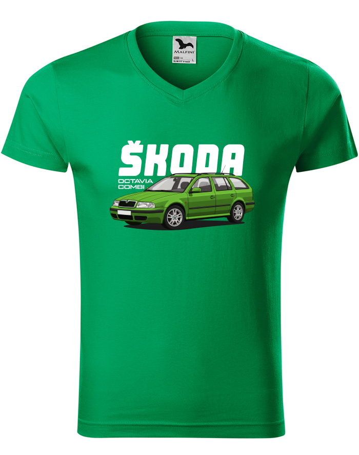 Pánské tričko s výstřihem do V Škoda Octavia Combi
