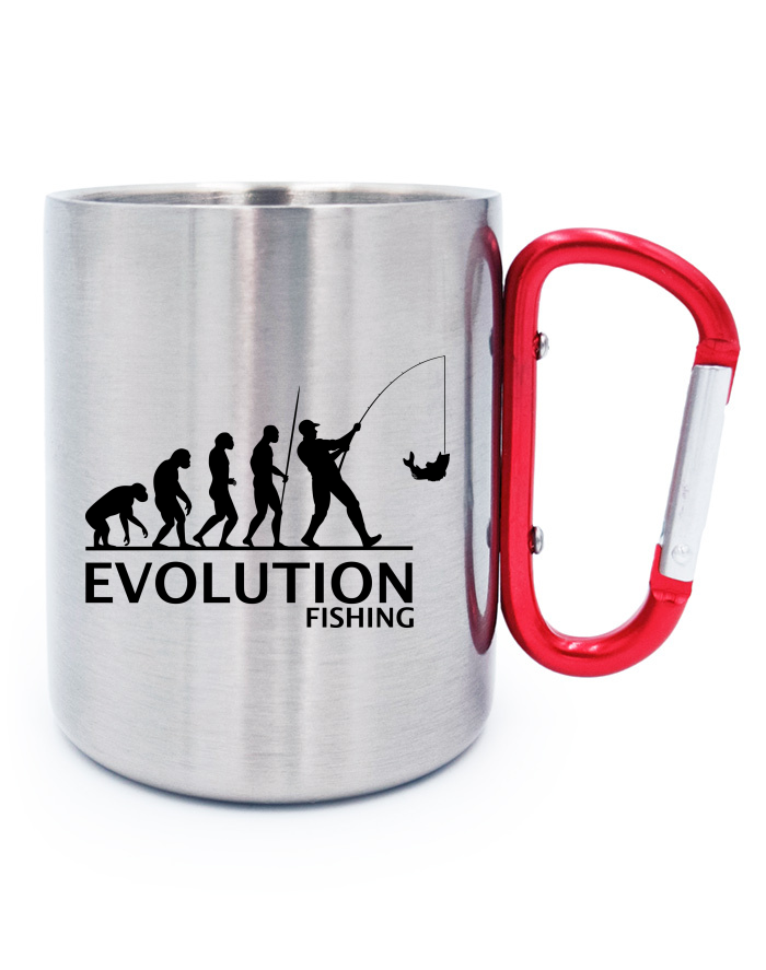 Nerezový hrnek s karabinou Rybářská evoluce