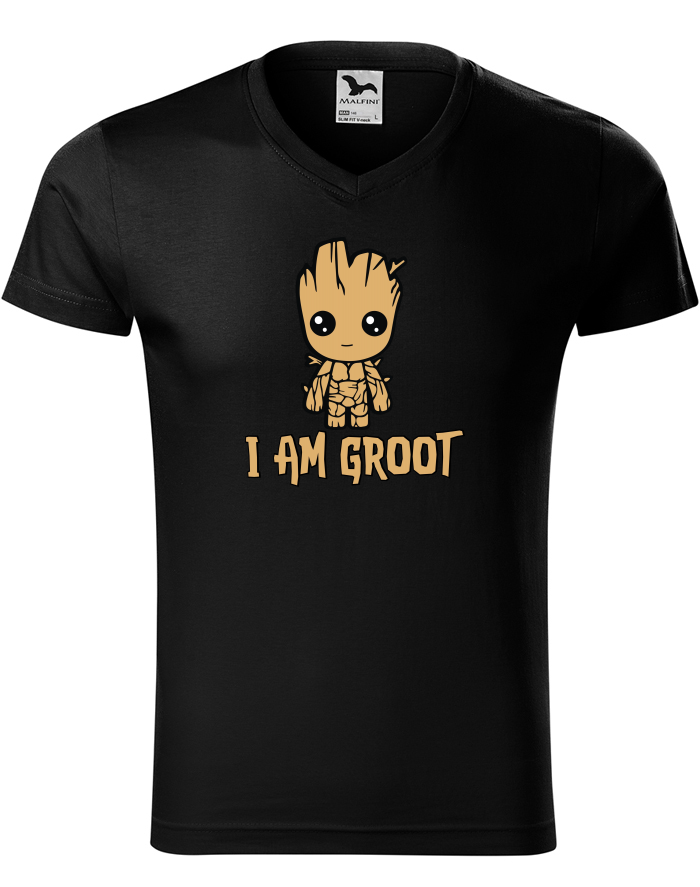 Pánské tričko s výstřihem do V – Groot I Am Groot