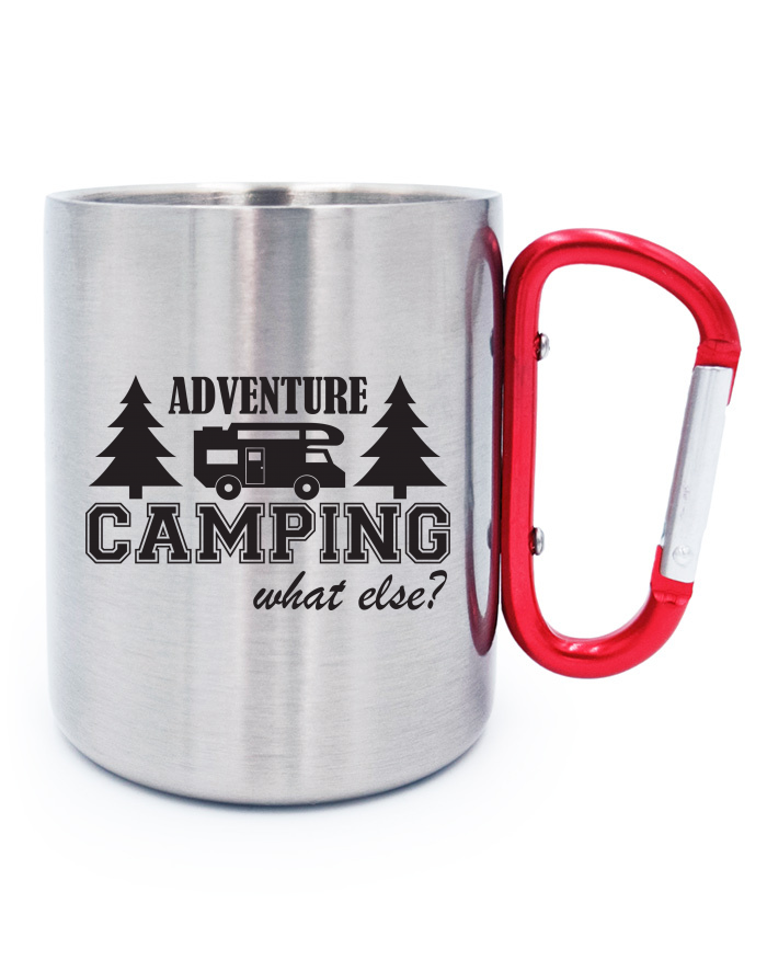 Nerezový hrnek s karabinou Adventure Camping