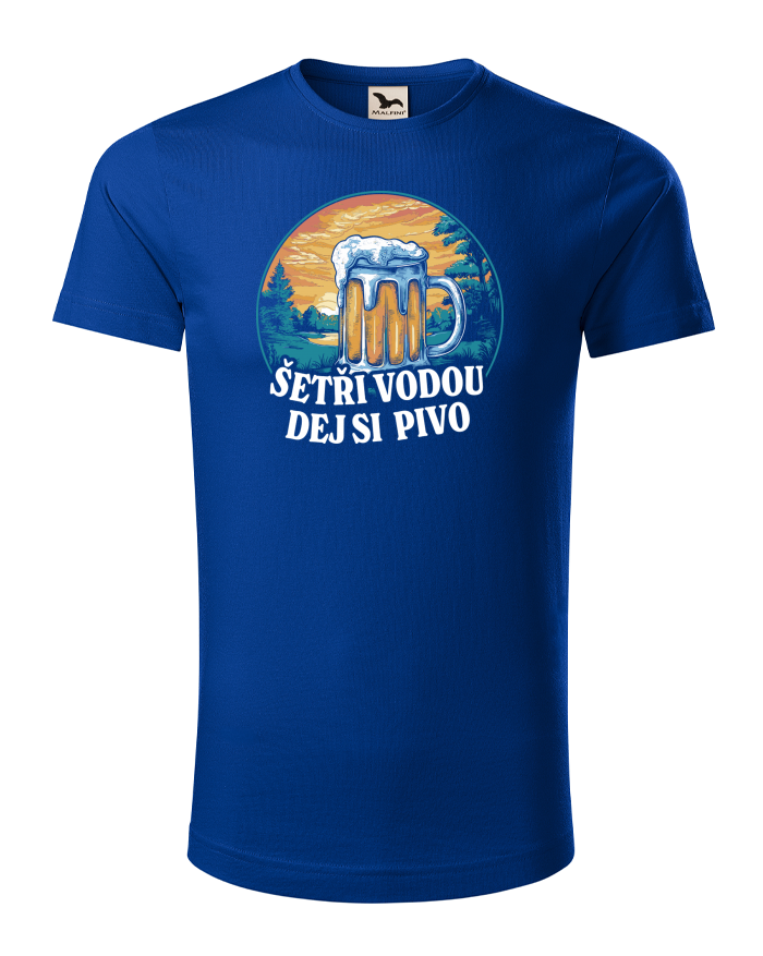 Pánské tričko z bio bavlny Šetři vodu, dej si pivo