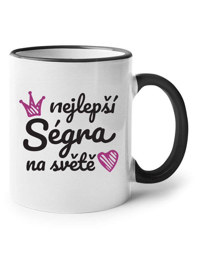 Keramický hrnek s barevným uchem Nejlepší ségra na světě