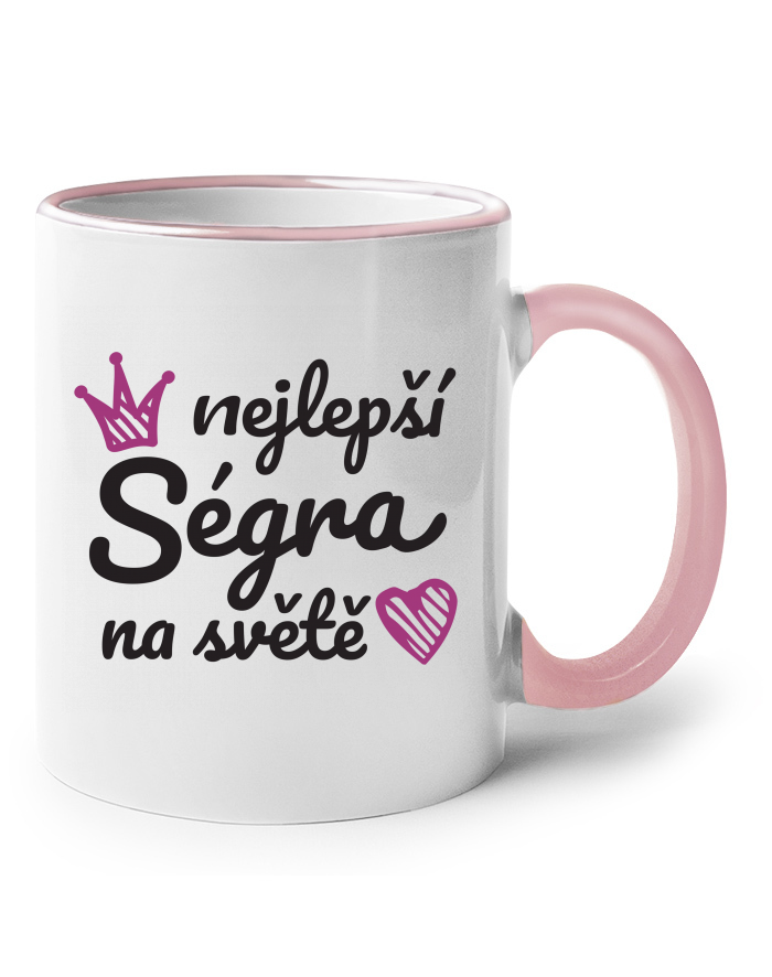 Keramický hrnek s barevným uchem Nejlepší ségra na světě