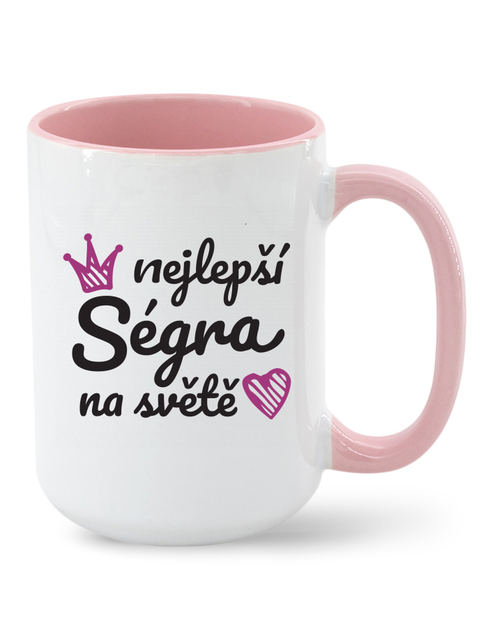 Keramický hrnek MAX Nejlepší ségra na světě – barevný vnitřek a ucho