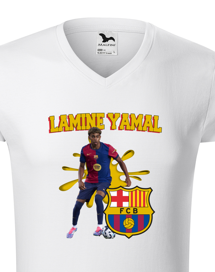 Pánské tričko s výstřihem do V – Lamine Yamal