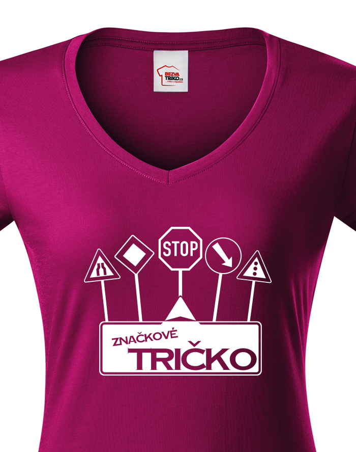 Dámské tričko s výstřihem do V – Značkové tričko