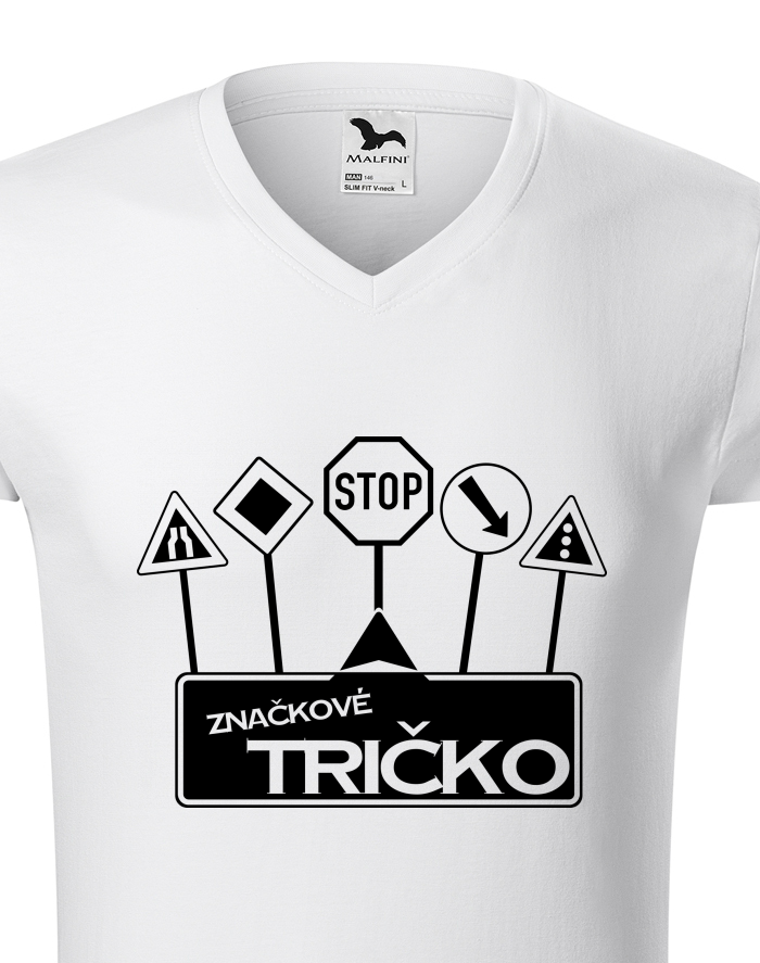 Pánské tričko s výstřihem do V – Značkové tričko