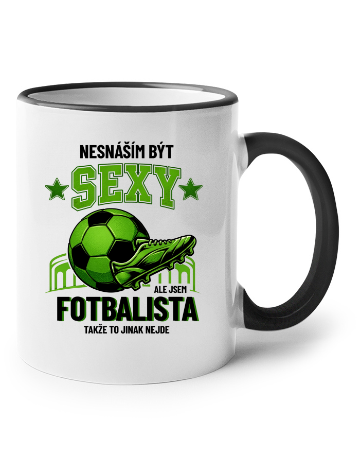 Keramický hrnek s barevným uchem Sexy fotbalista