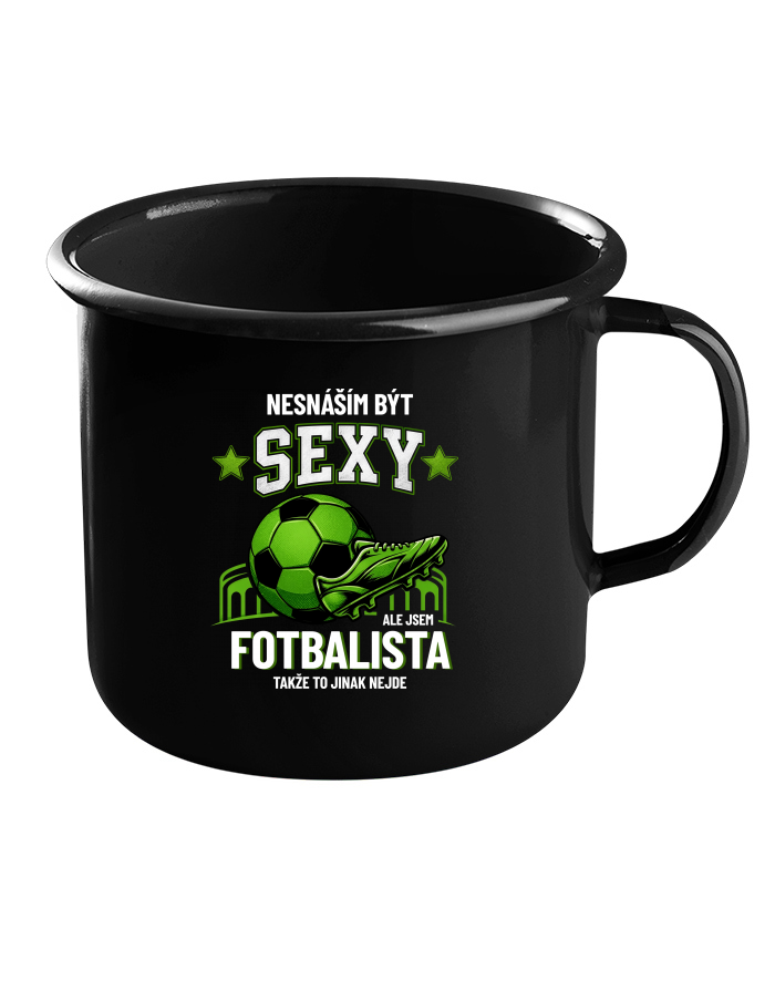 Sexy fotbalista – plechový hrneček černý