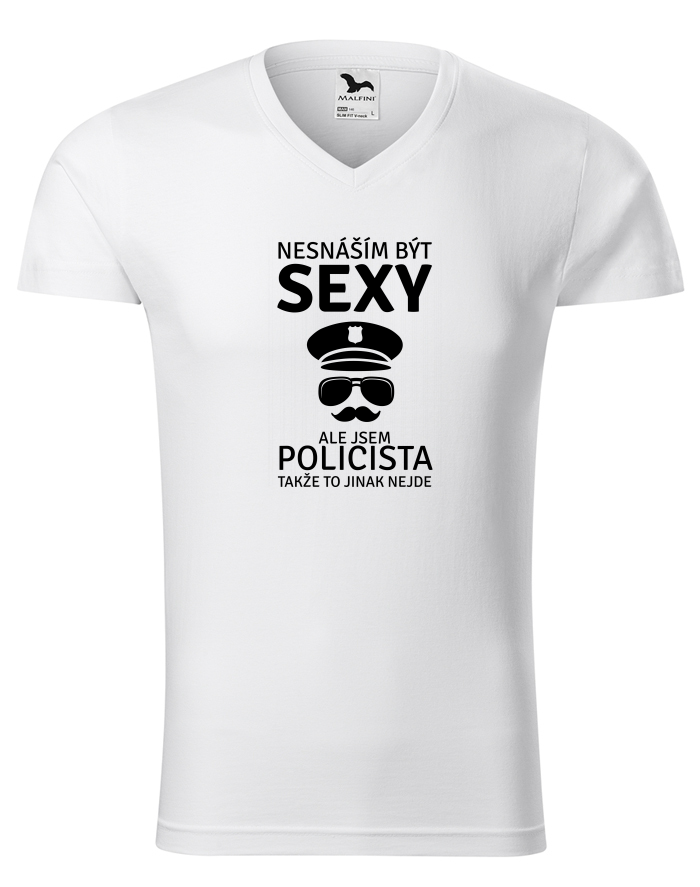 Pánské tričko s výstřihem do V Sexy policista