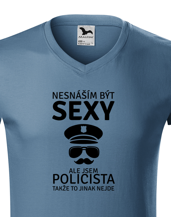 Pánské tričko s výstřihem do V Sexy policista