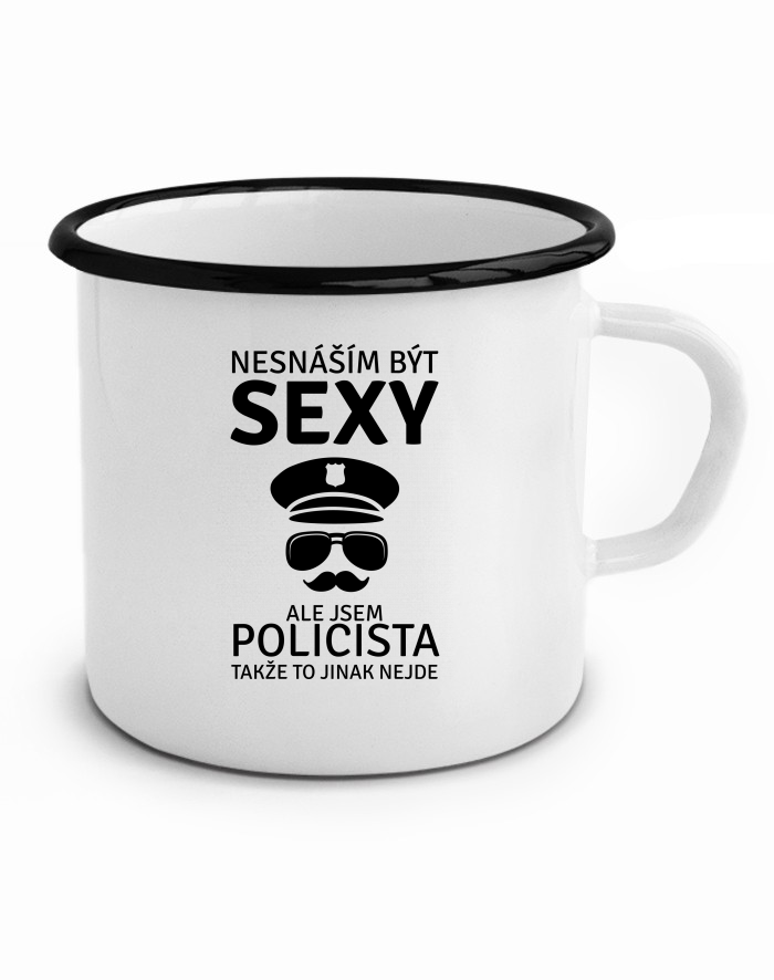 Plechový hrneček Sexy policista