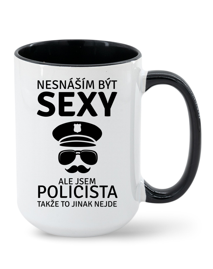 Keramický hrnek MAX Sexy policista – barevný vnitřek a ucho
