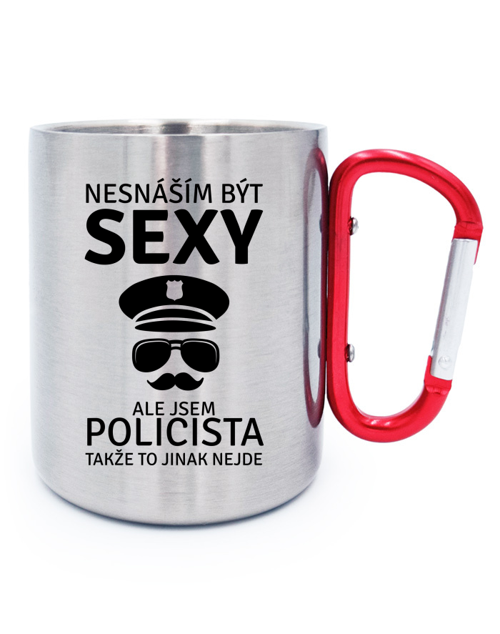 Nerezový hrnek s karabinou Sexy policista