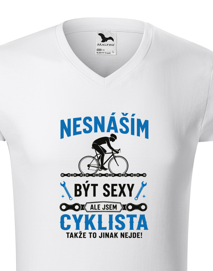 Pánské tričko s výstřihem do V – Sexy cyklista