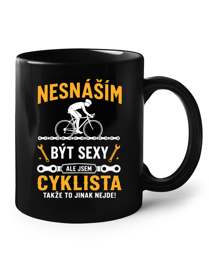 Keramický hrnek – Sexy cyklista (černý)