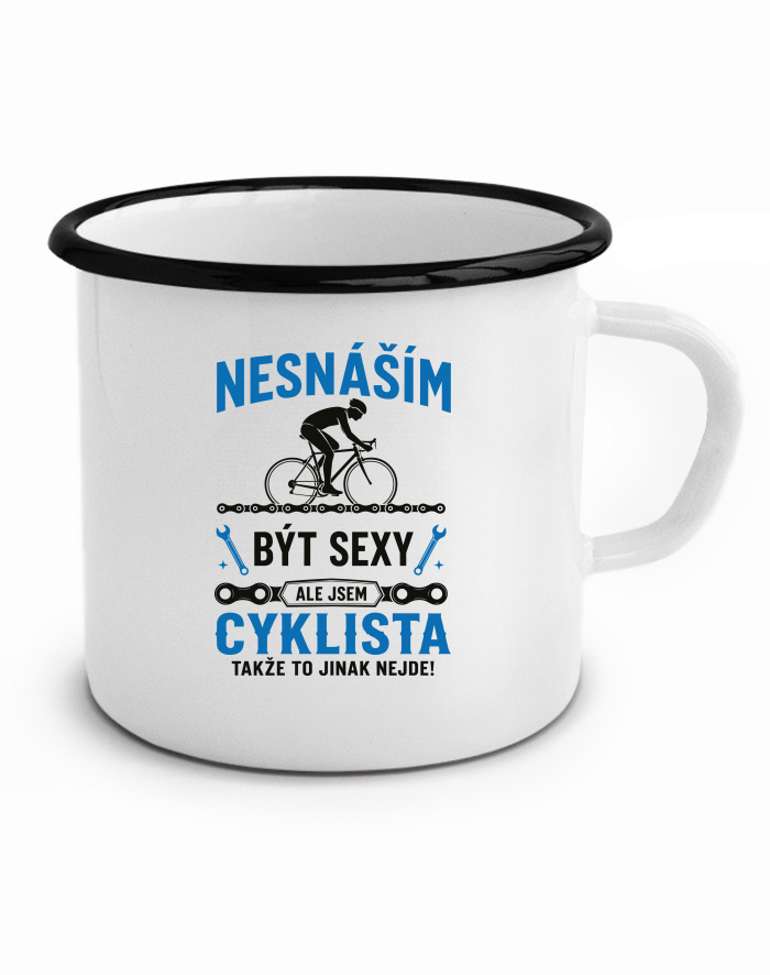 Plechový hrneček Sexy cyklista