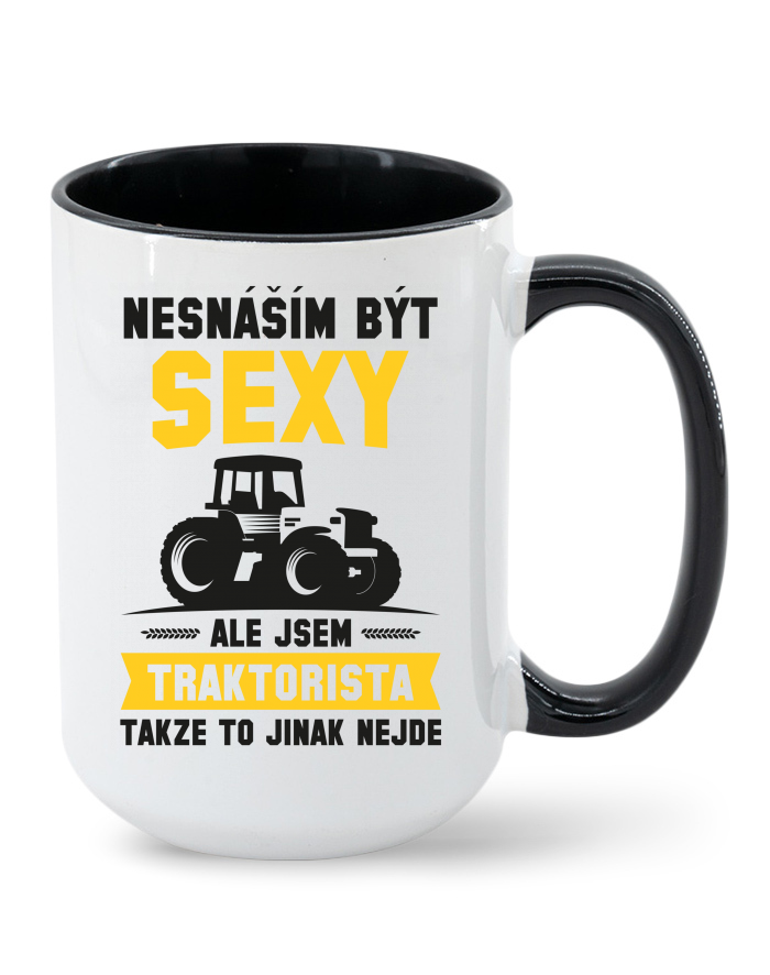 Keramický hrnek MAX Nesnáším být sexy, ale jsem traktorista - barevný vnitřek a ucho