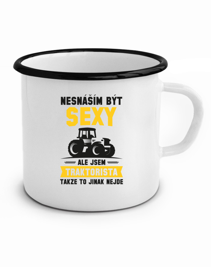 Plechový hrneček Nesnáším být sexy, ale jsem traktorista