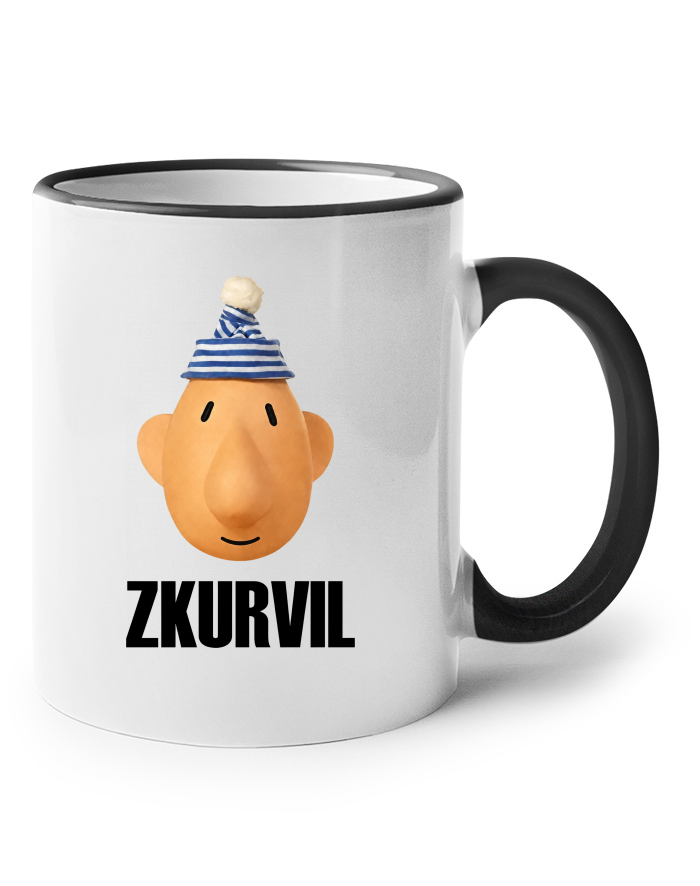 Keramický hrnek s barevným uchem Zkurvil