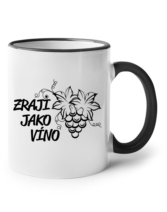 Keramický hrnek s barevným uchem Zraji jako víno