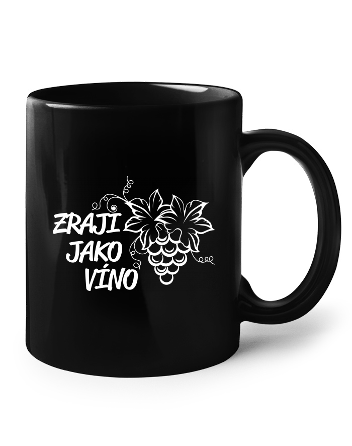 Keramický hrnek – černý – Zraji jako víno