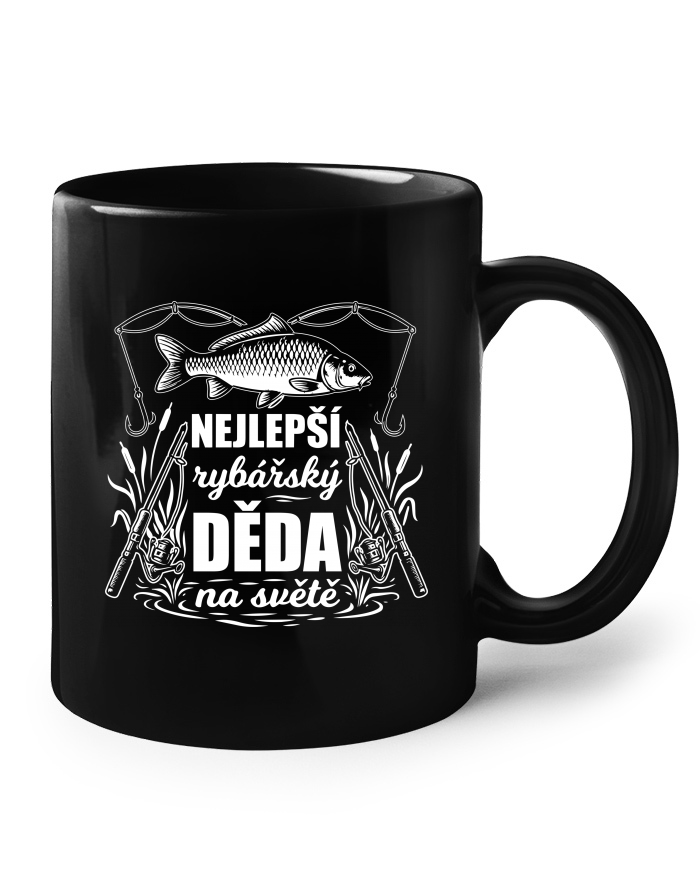 Keramický hrnek černý – Nejlepší rybářský děda na světě