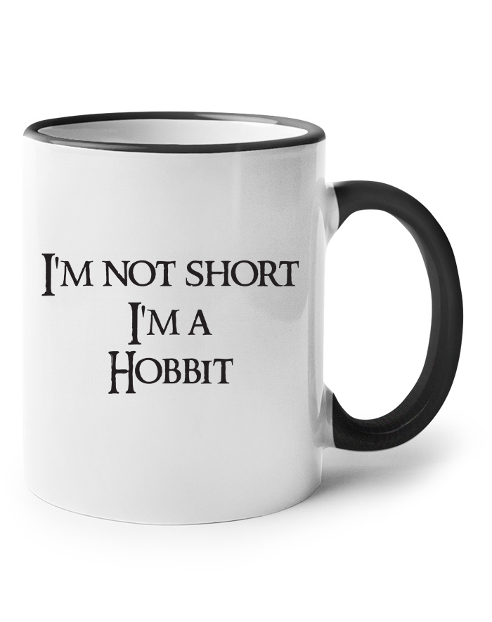 Keramický hrnek s barevným uchem – I'm Not Short I'm a Hobbit